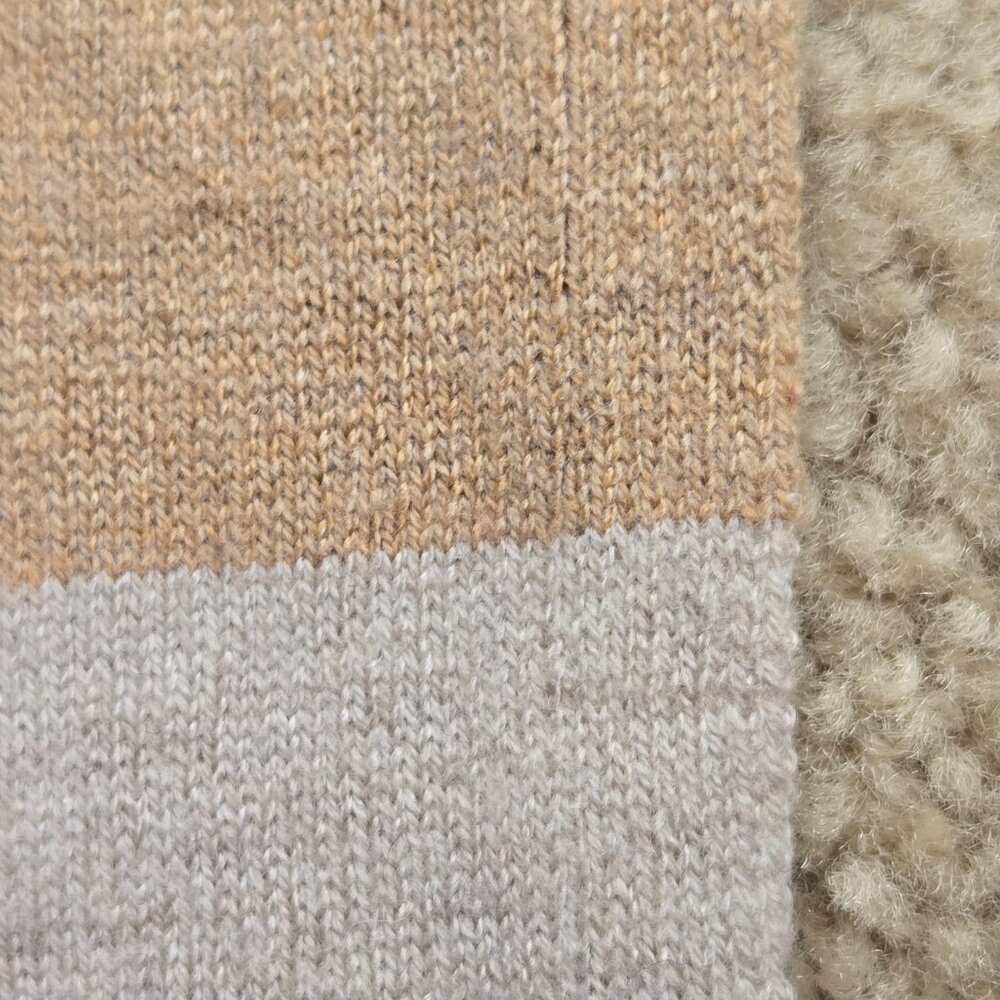 Cashmere Cotton Colorblock Scarf Neutral Colors - Picture 5 of 11